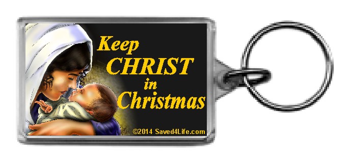 Keep Christ In Christmas (Mary) 1.25x2 Keychain - Click Image to Close